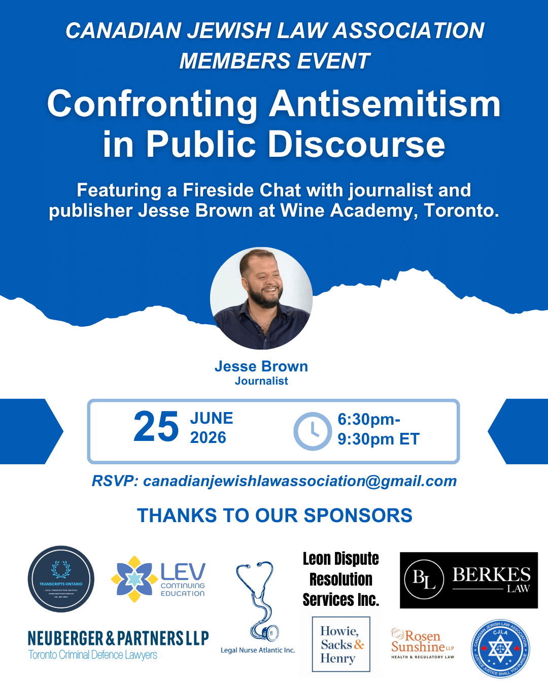 Featured image for “The Canadian Jewish Law Association (CJLA) is pleased to announce a special Members Evening!”