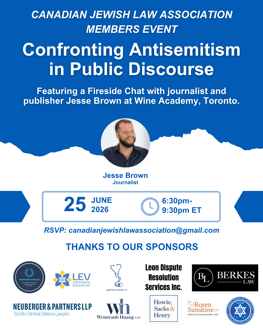 Featured image for “The Canadian Jewish Law Association (CJLA) is pleased to announce a special Members Evening!”