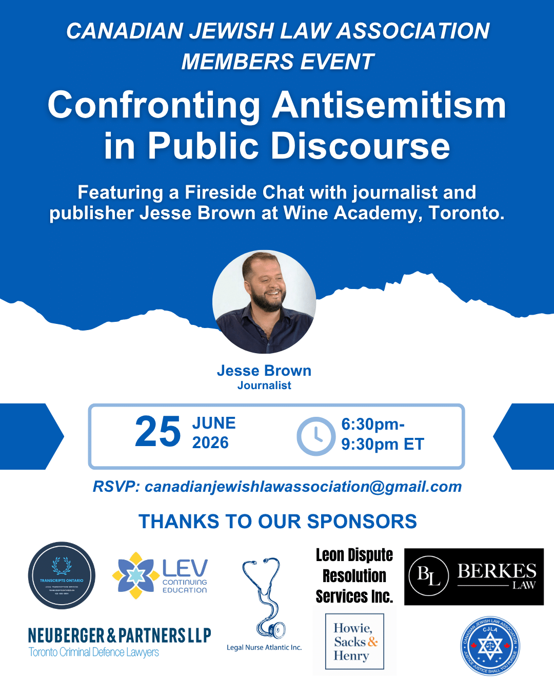 Featured image for “The Canadian Jewish Law Association (CJLA) is pleased to announce a special Members Evening!”