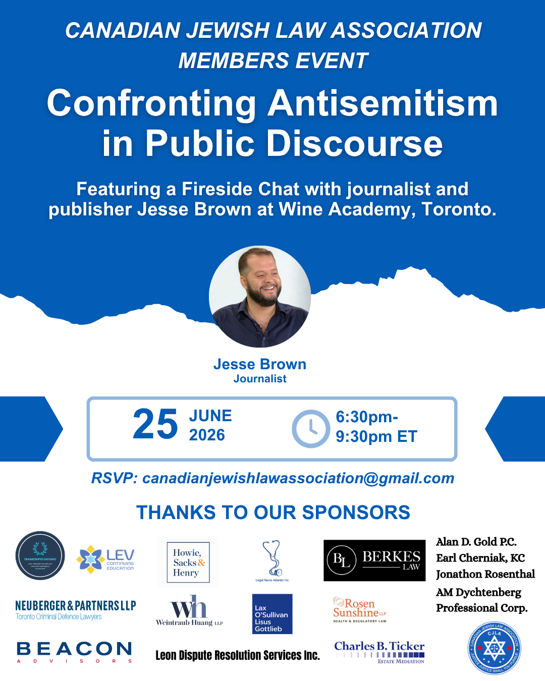 Featured image for “The Canadian Jewish Law Association (CJLA) is pleased to announce a special Members Evening!”