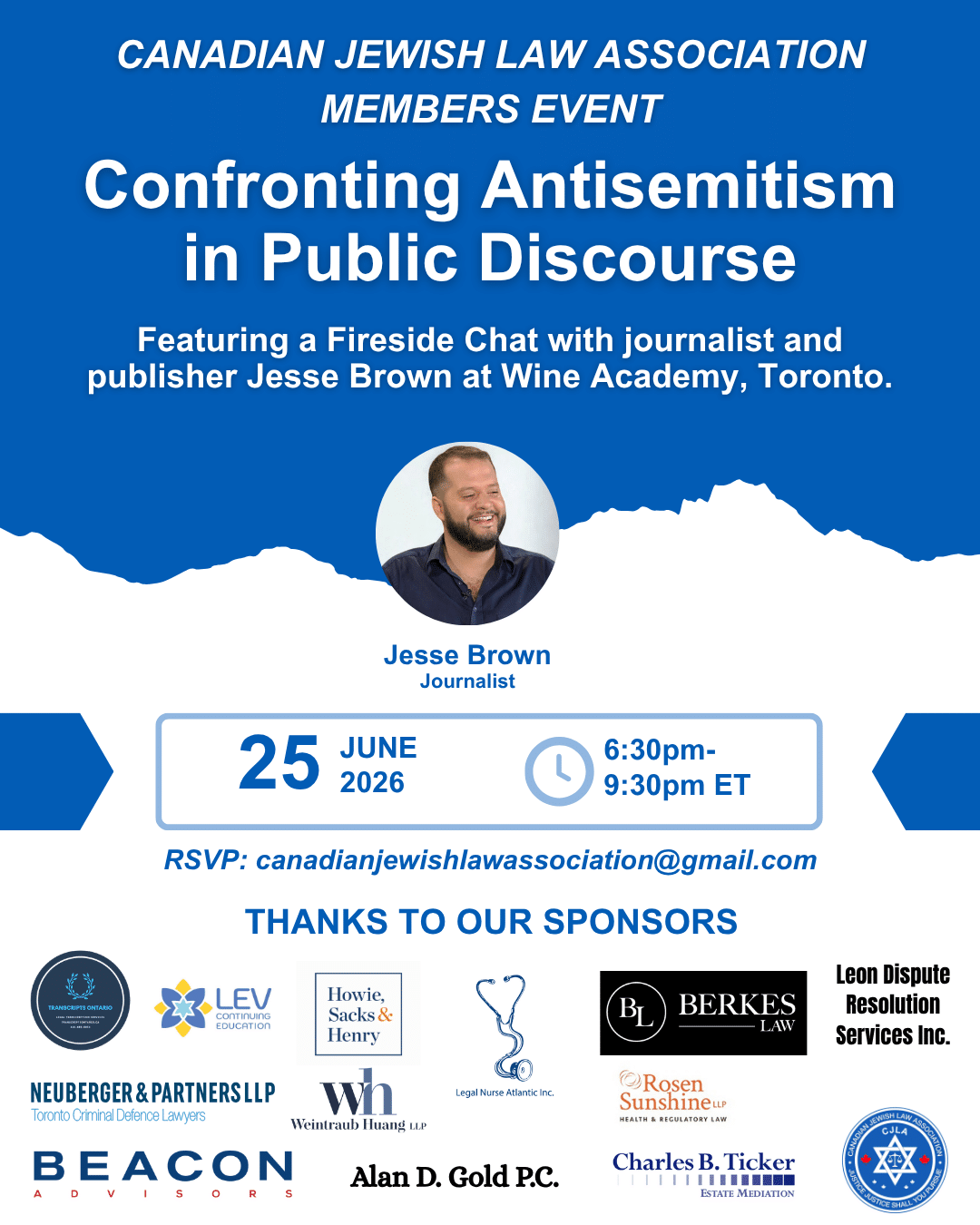 Featured image for “The Canadian Jewish Law Association (CJLA) is pleased to announce a special Members Evening!”